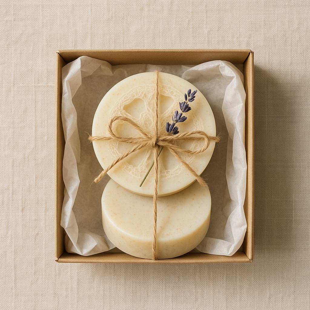 Lotus Buff Goat-Milk Loofah Soap Bar