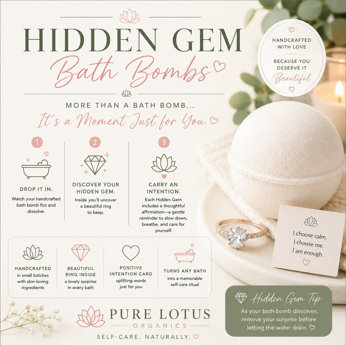 Hidden Gem Bath Bomb | Surprise Ring Inside